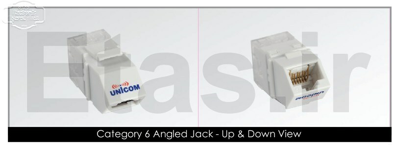 کیستون جک زاویه دار یونیکام کت 6 ، Unicom Category 6 Angled Jack,  UC-JCK6-A