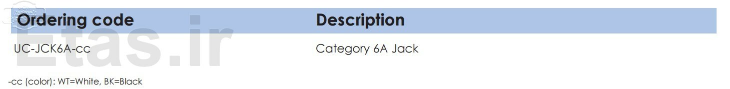 کیستون جک یونیکام کت 6 ای، Unicom Category 6A Jack,  UC-JCK6A