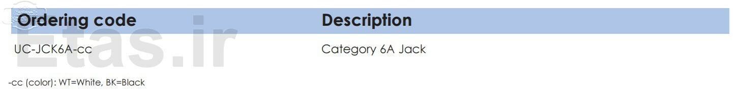 کیستون جک یونیکام کت 6 ای، Unicom Category 6A Jack, UC-JCK6A